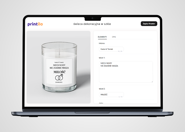 Kreator produktów dla Shoper - świeczka