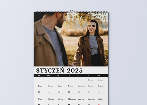 wydruk z kreatora personalizowanych kalendarzy dla Shopgold - styczeń