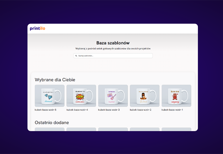 oprogramowanie do personalizacji produktów - baza szablonów