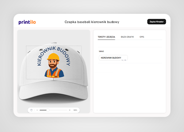 kreator online dla Shoper - czapeczka z daszkiem